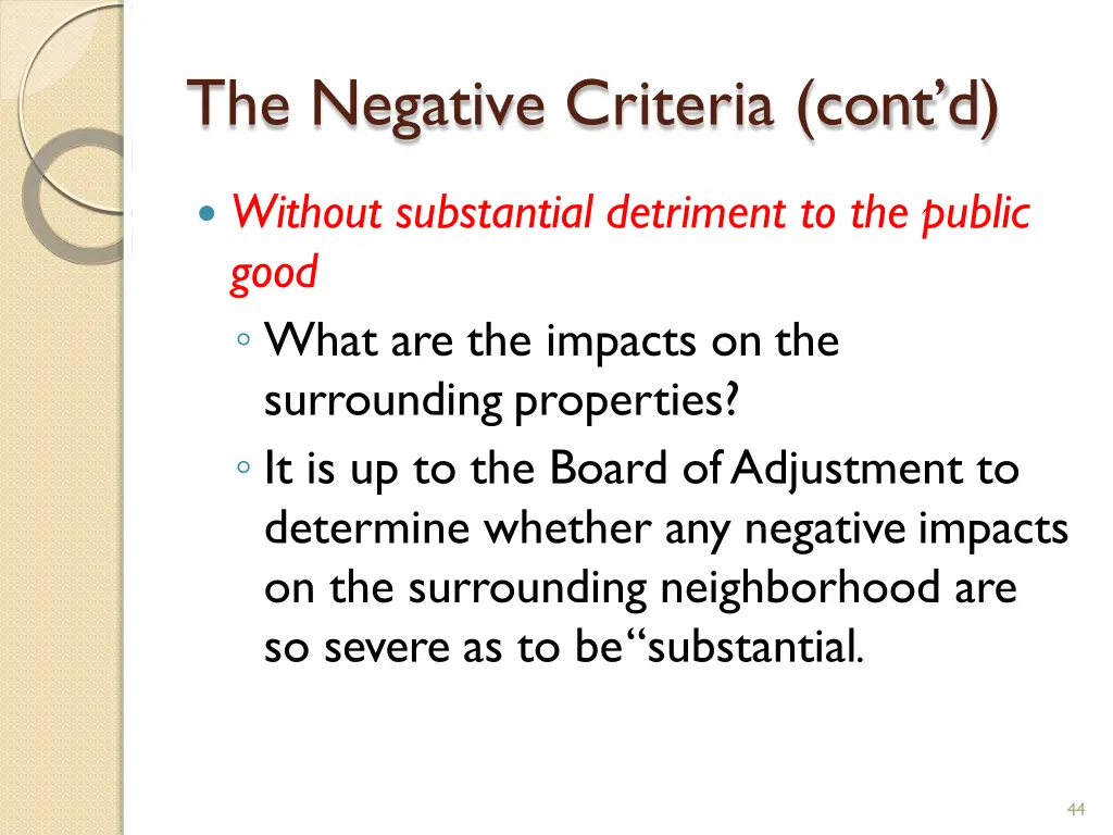 the negative criteria cont d