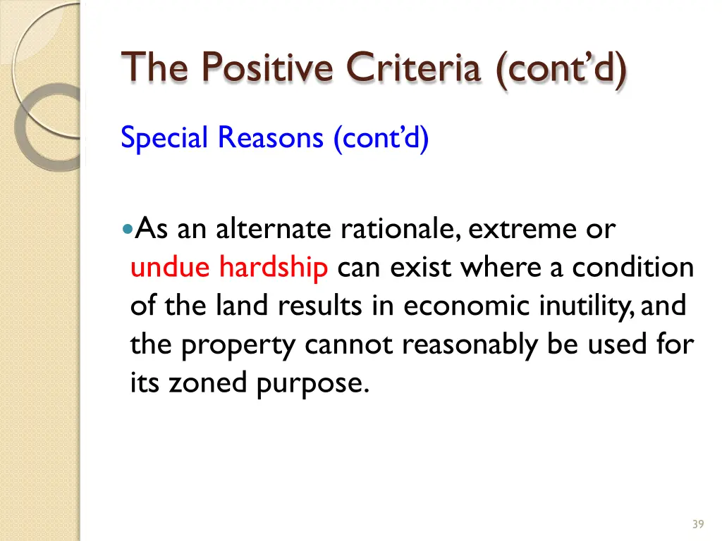 the positive criteria cont d