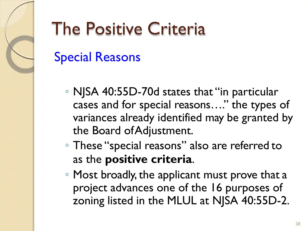 the positive criteria