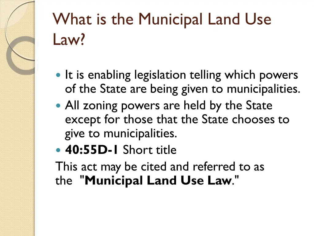 what is the municipal land use law