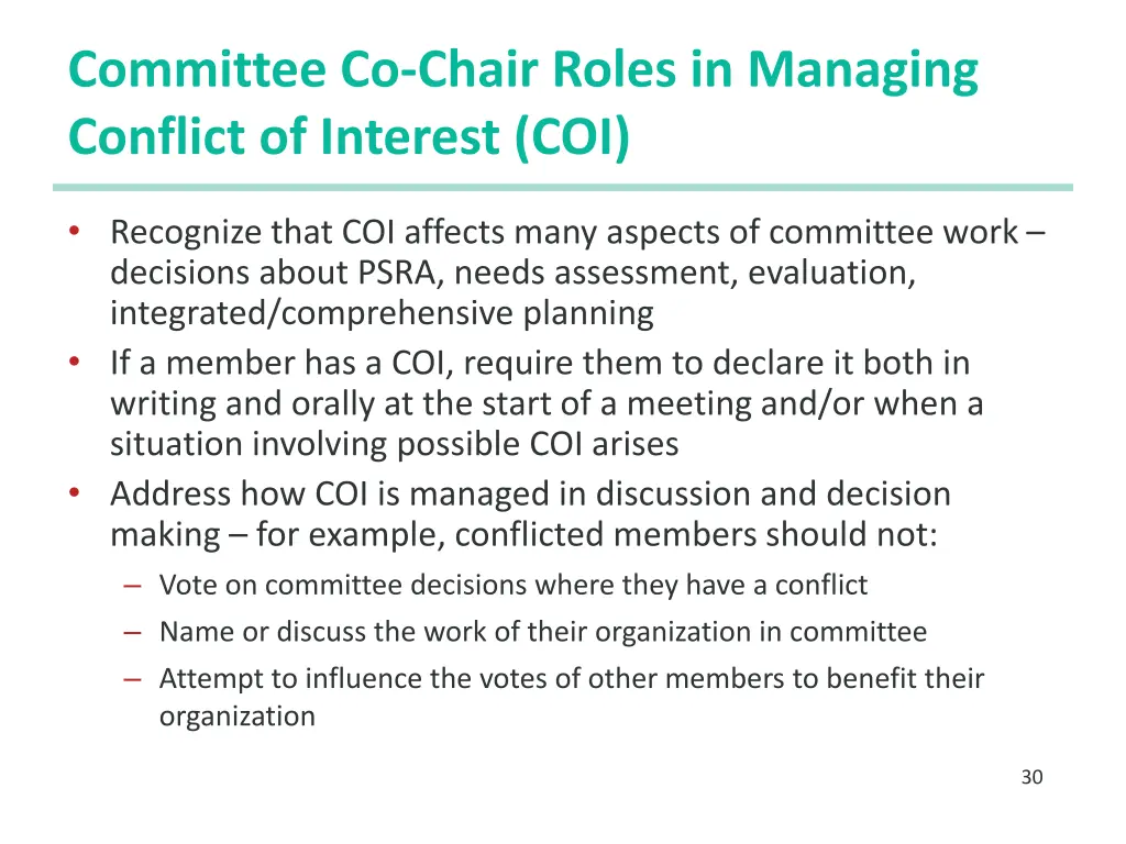 committee co chair roles in managing conflict