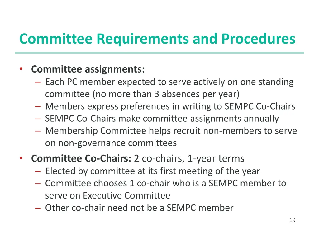 committee requirements and procedures