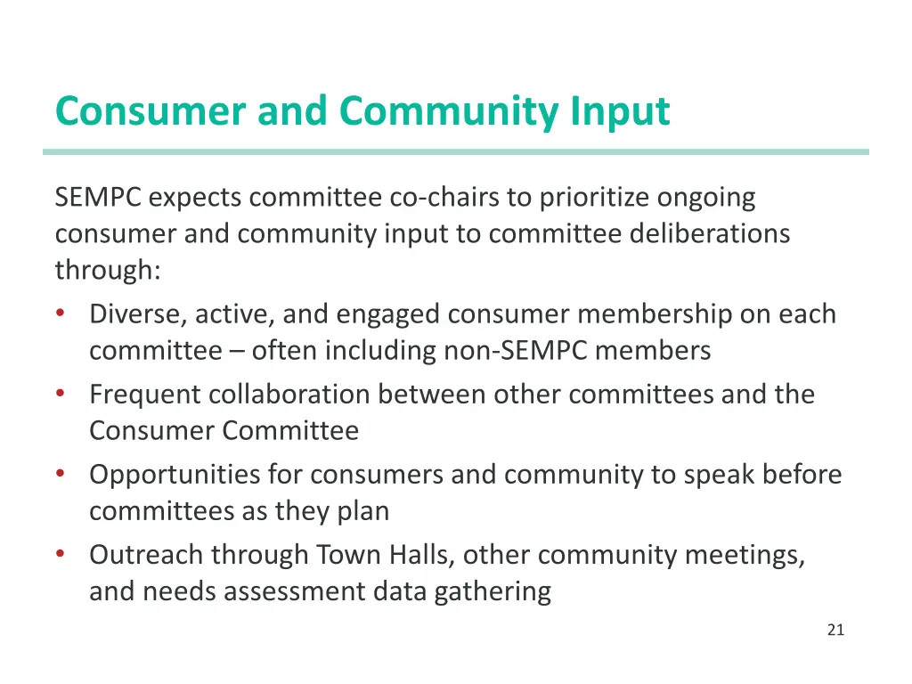 consumer and community input