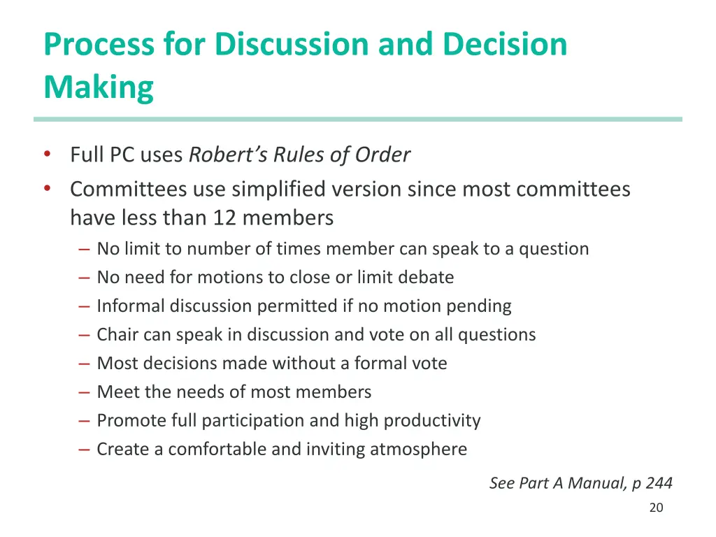 process for discussion and decision making