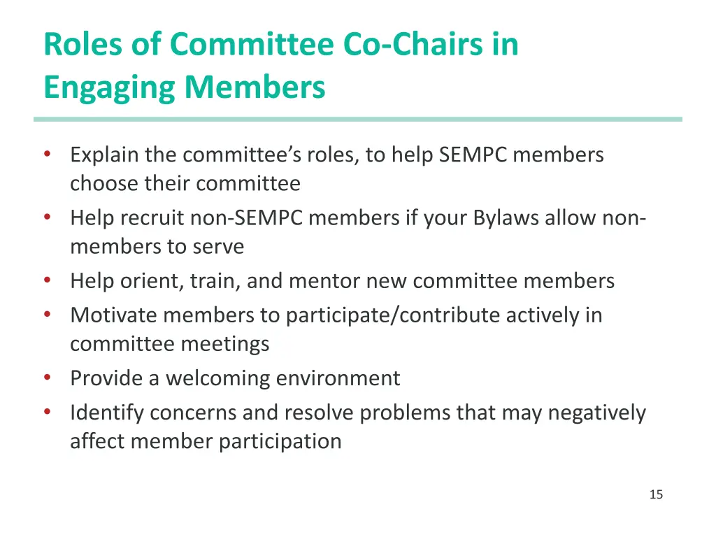 roles of committee co chairs in engaging members