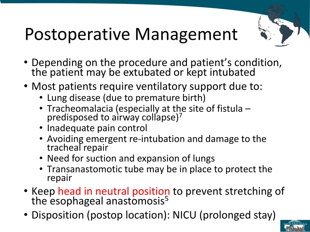 postoperative management