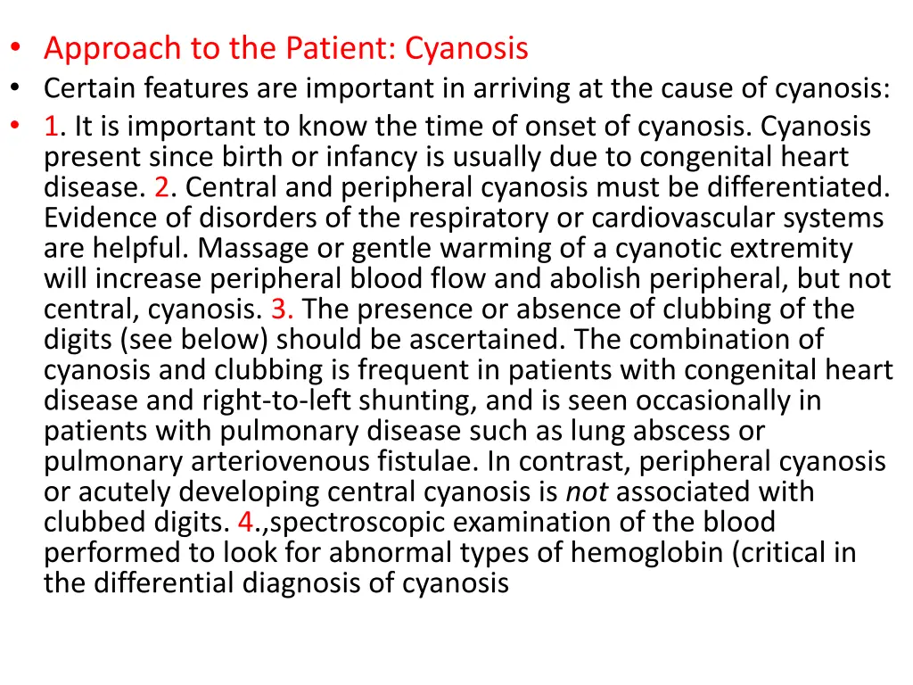 approach to the patient cyanosis certain features