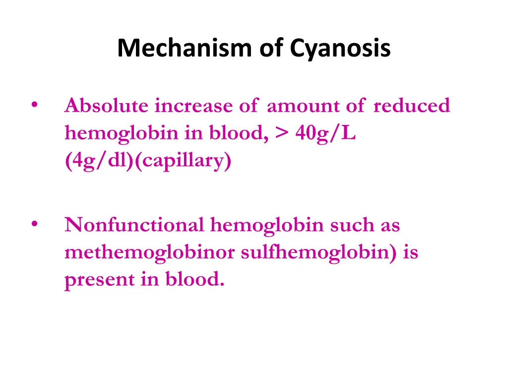 mechanism of cyanosis