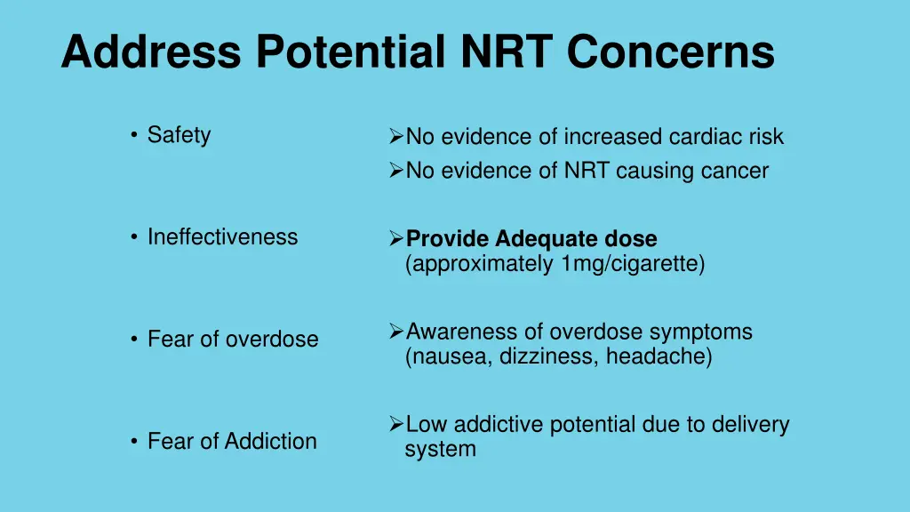 address potential nrt concerns