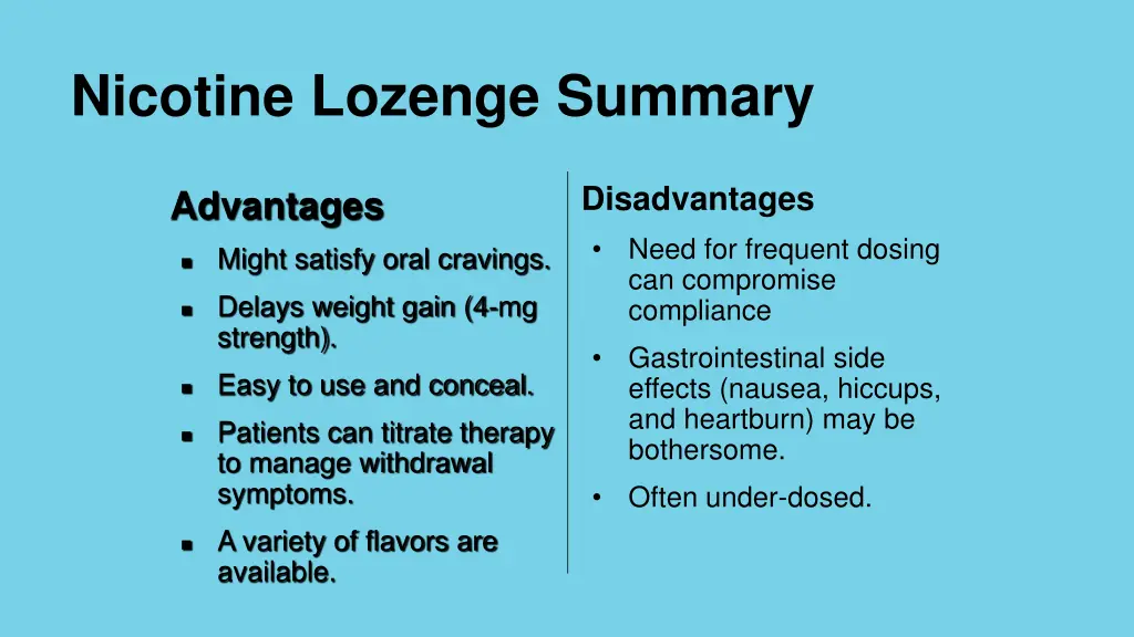 nicotine lozenge summary