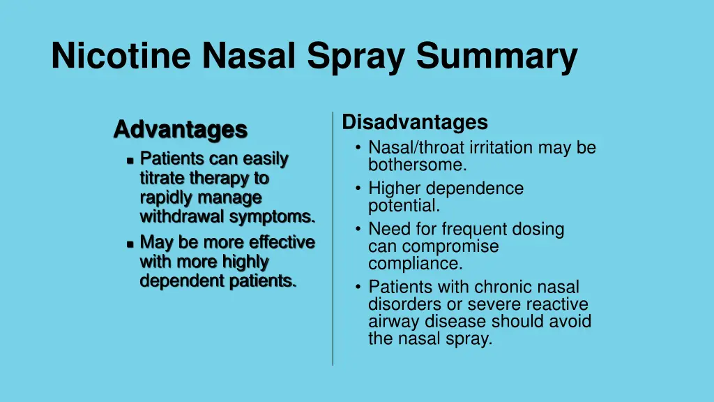 nicotine nasal spray summary