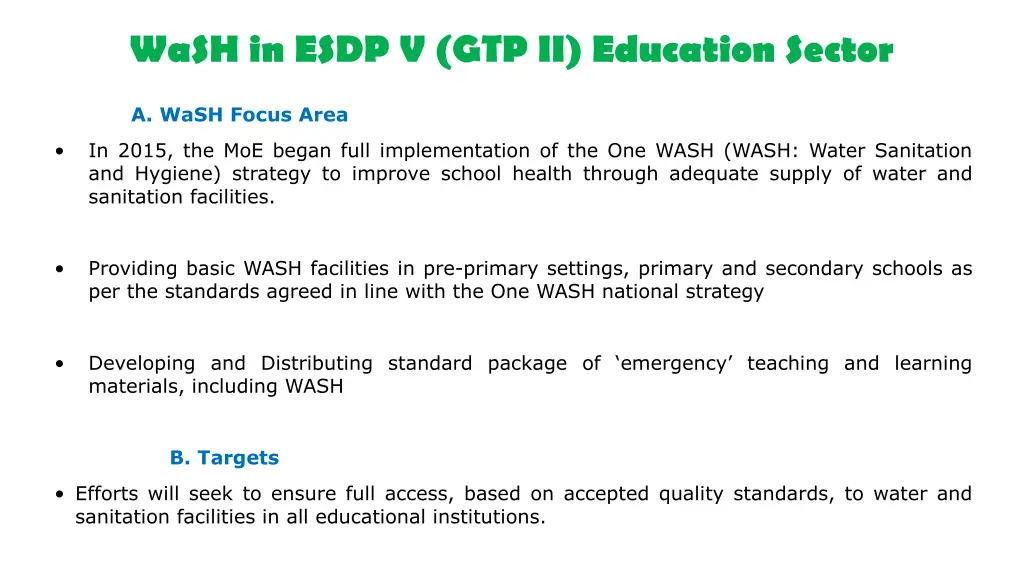 wash in esdp v gtp ii education sector