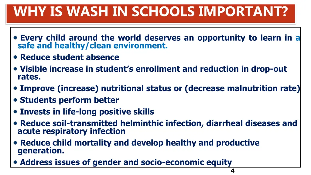 why is wash in schools important