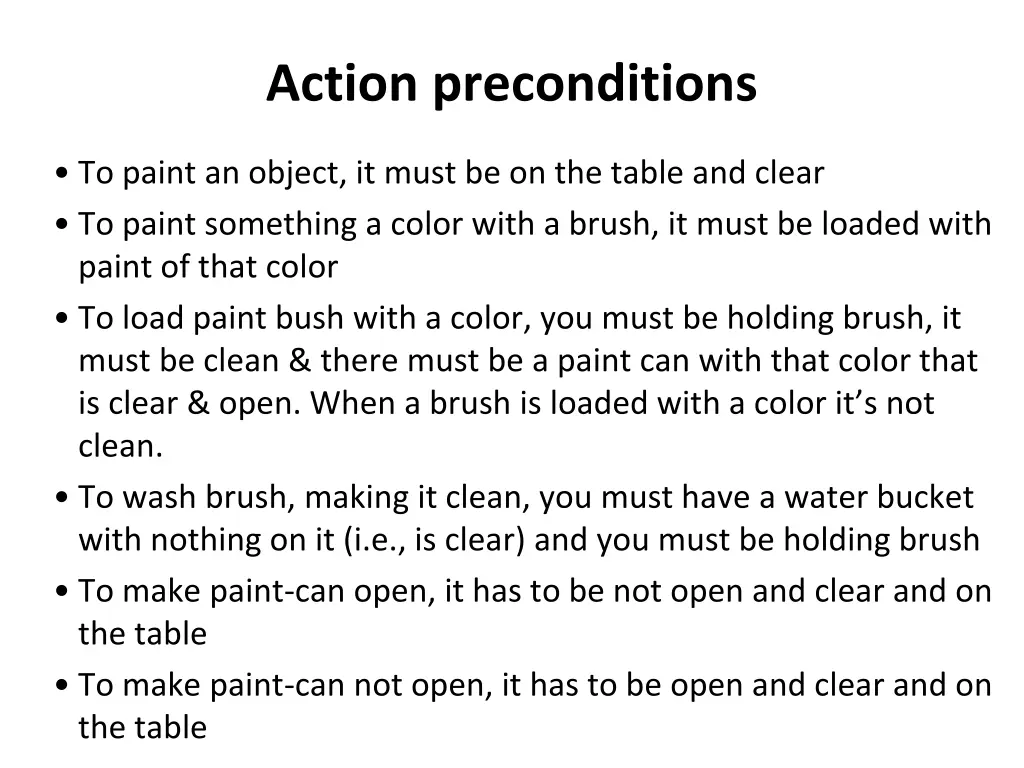 action preconditions