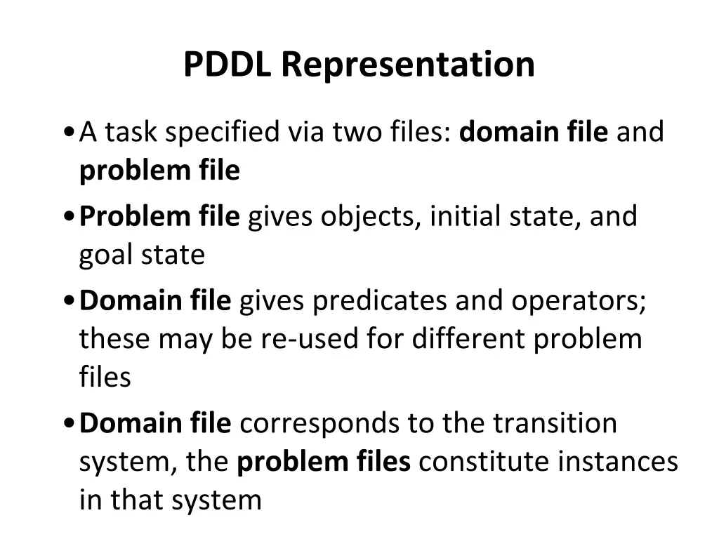 pddl representation