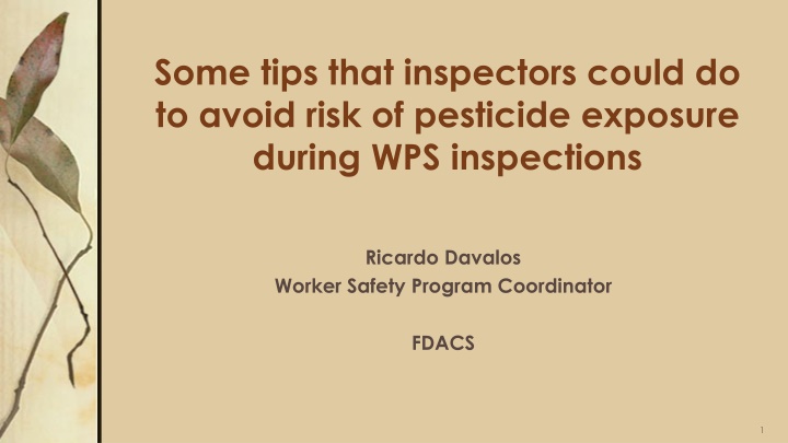 some tips that inspectors could do to avoid risk