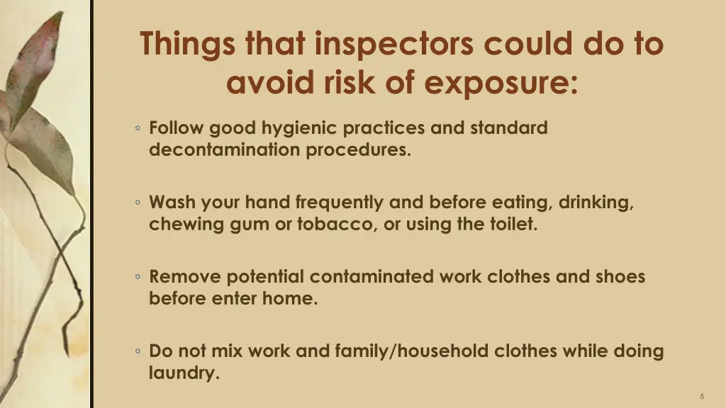 things that inspectors could do to avoid risk 4