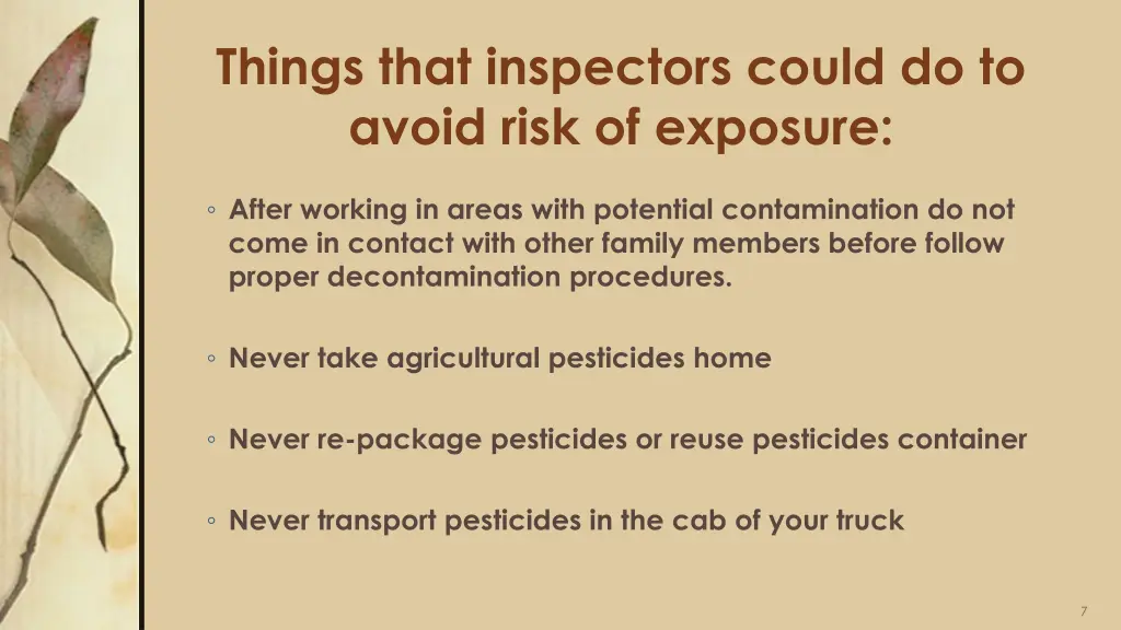 things that inspectors could do to avoid risk 5