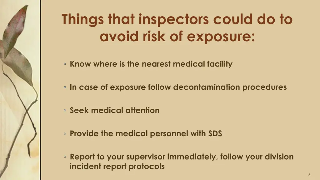 things that inspectors could do to avoid risk 6