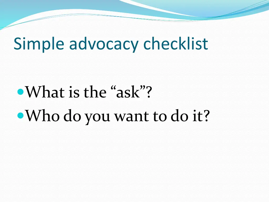 simple advocacy checklist