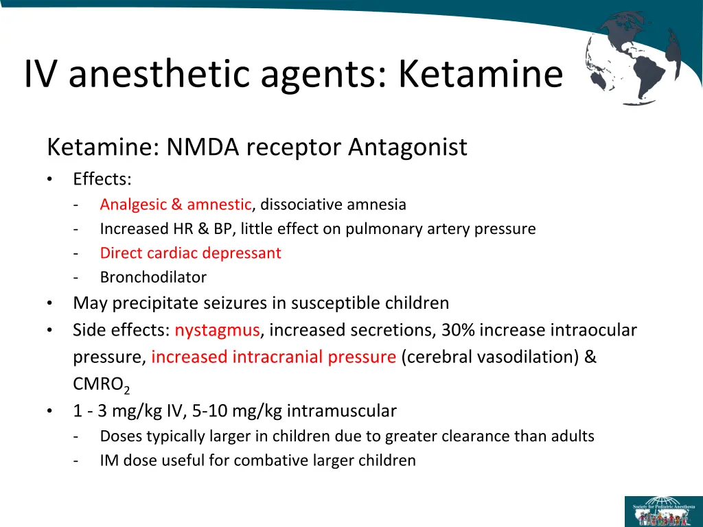 iv anesthetic agents ketamine