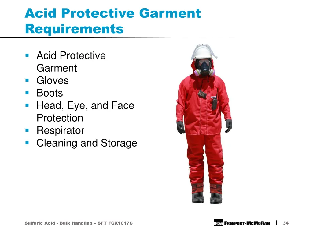 acid protective garment requirements