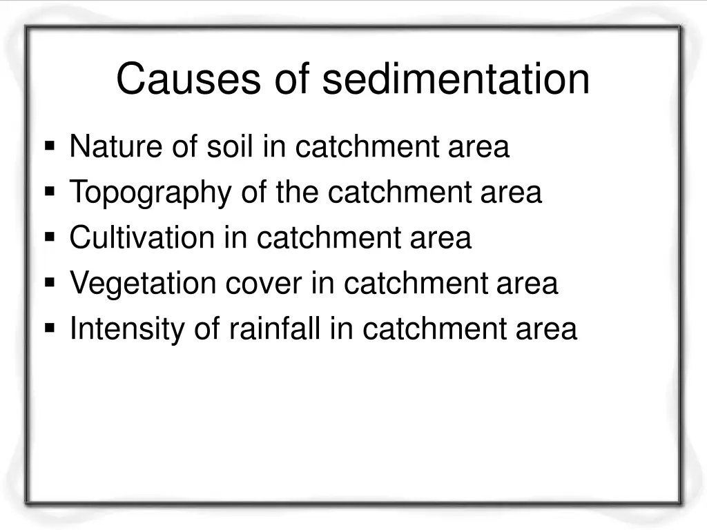 causes of sedimentation