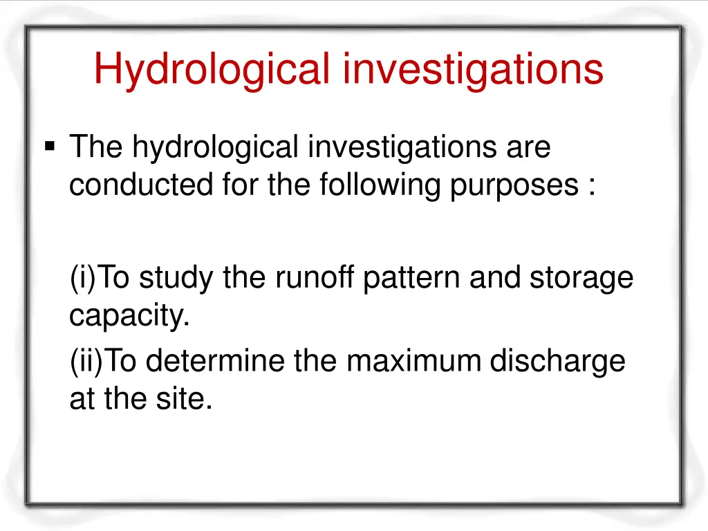 hydrological investigations