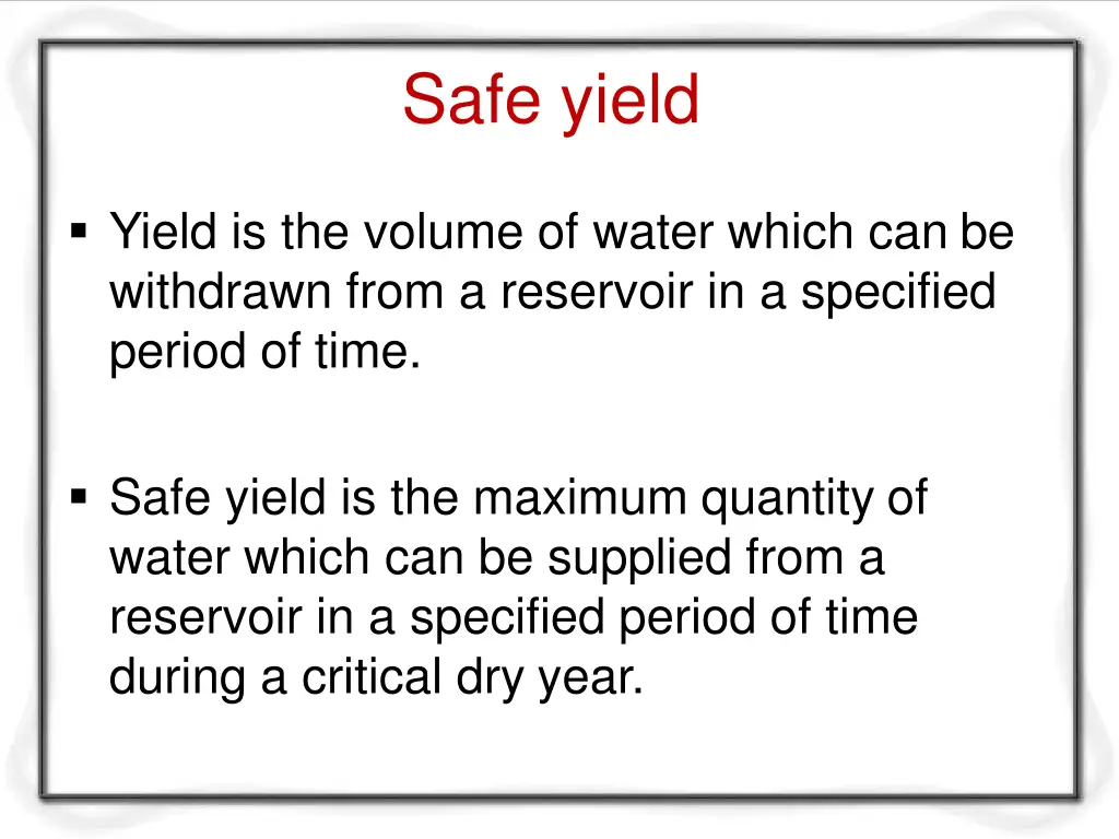 safe yield