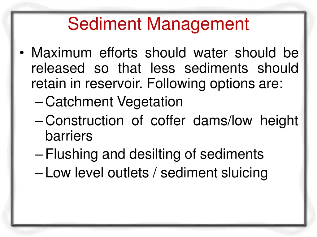 sediment management