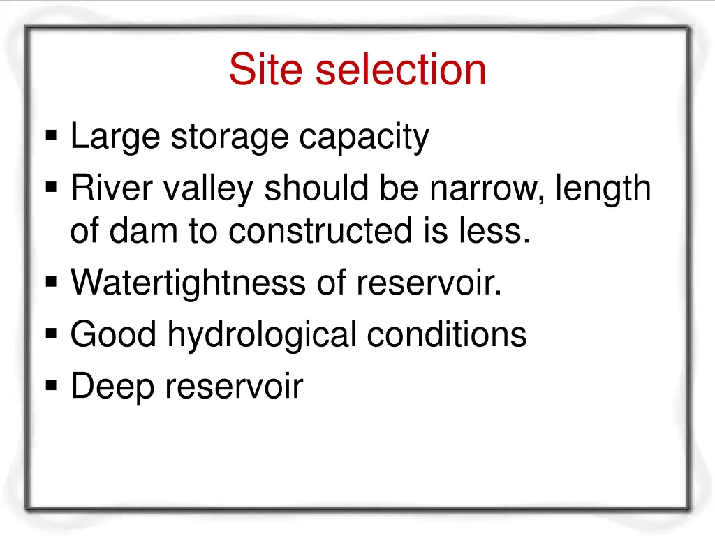 site selection