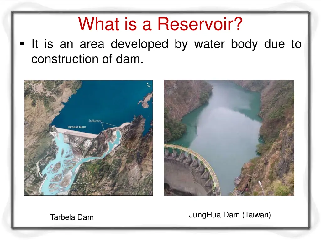 what is a reservoir it is an area developed