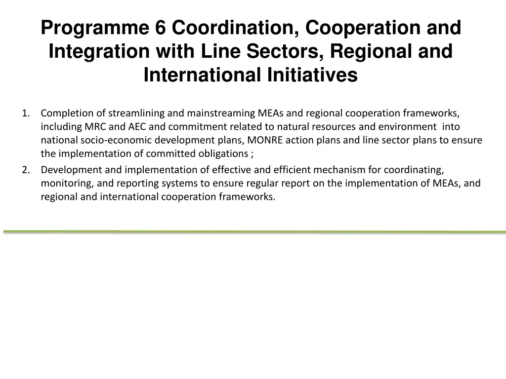 programme 6 coordination cooperation