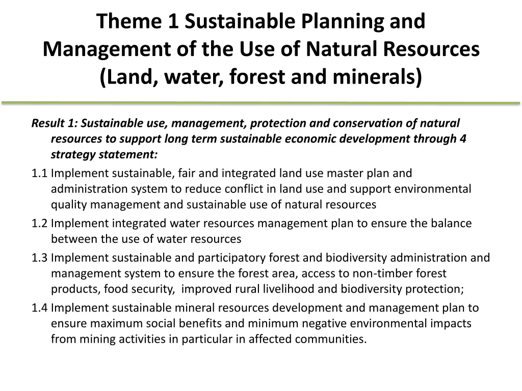 theme 1 sustainable planning and management