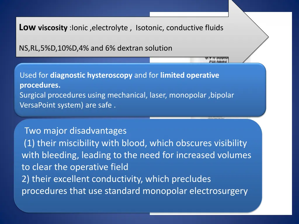 low viscosity ionic electrolyte isotonic