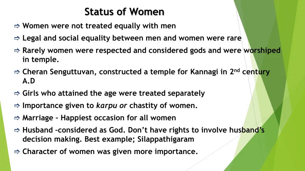 status of women