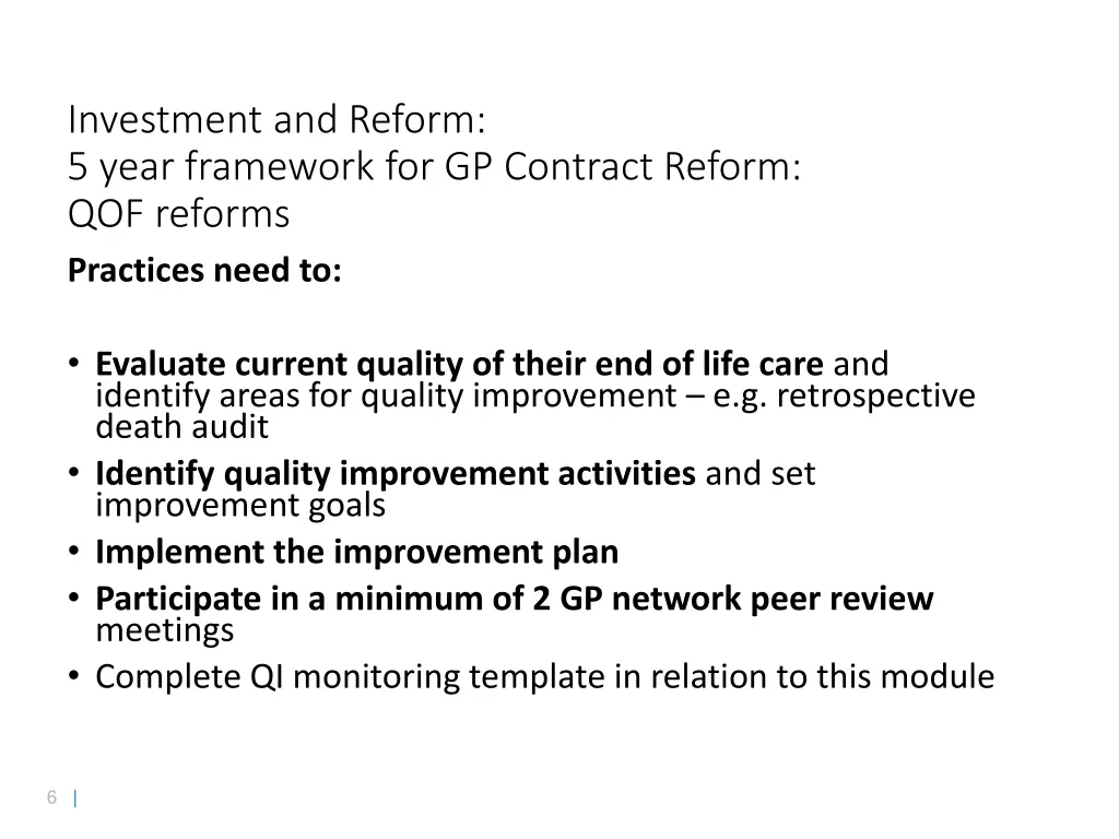 investment and reform 5 year framework 1