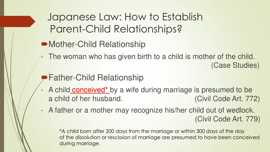 japanese law how to establish parent child