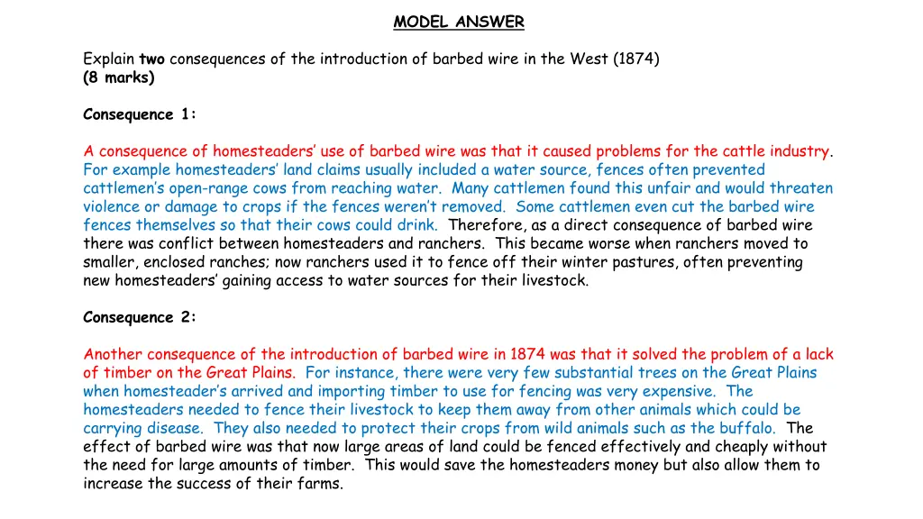 model answer