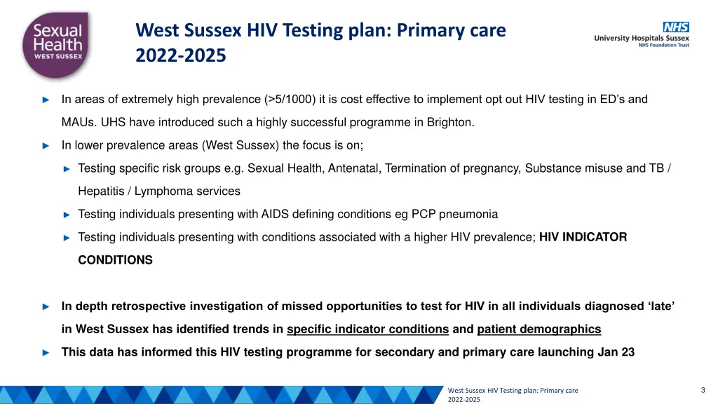 west sussex hiv testing plan primary care 2022 2