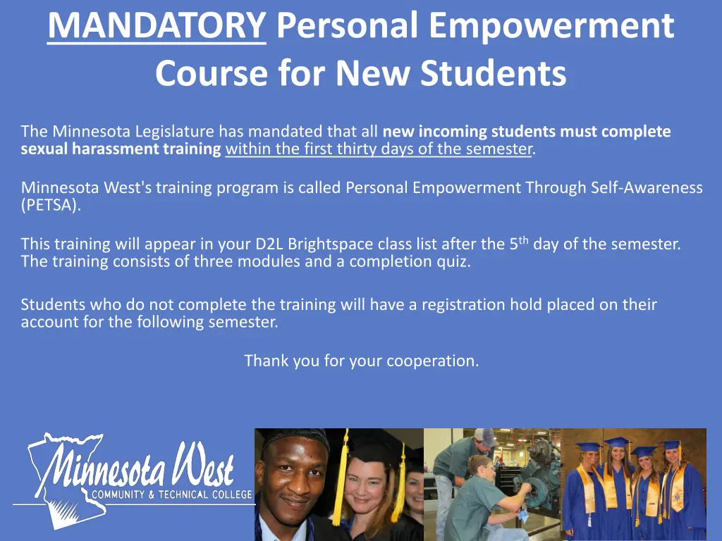 mandatory personal empowerment course