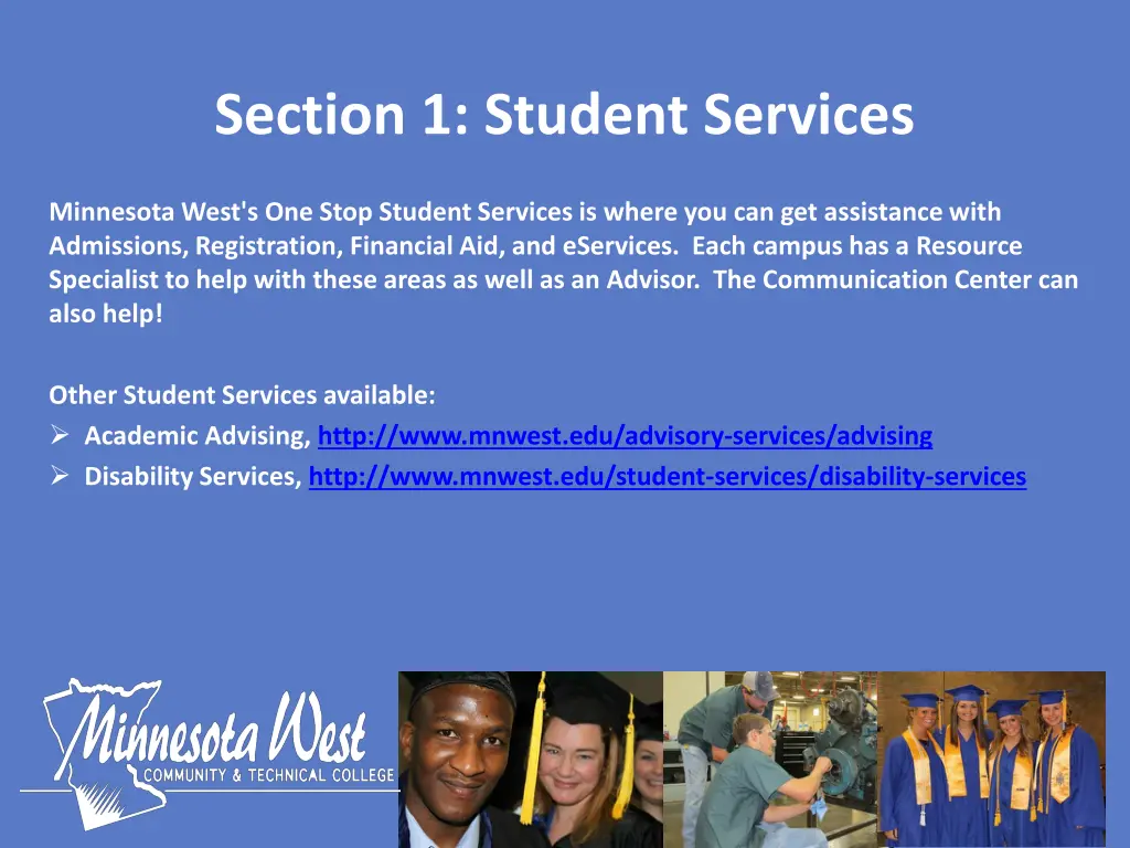 section 1 student services