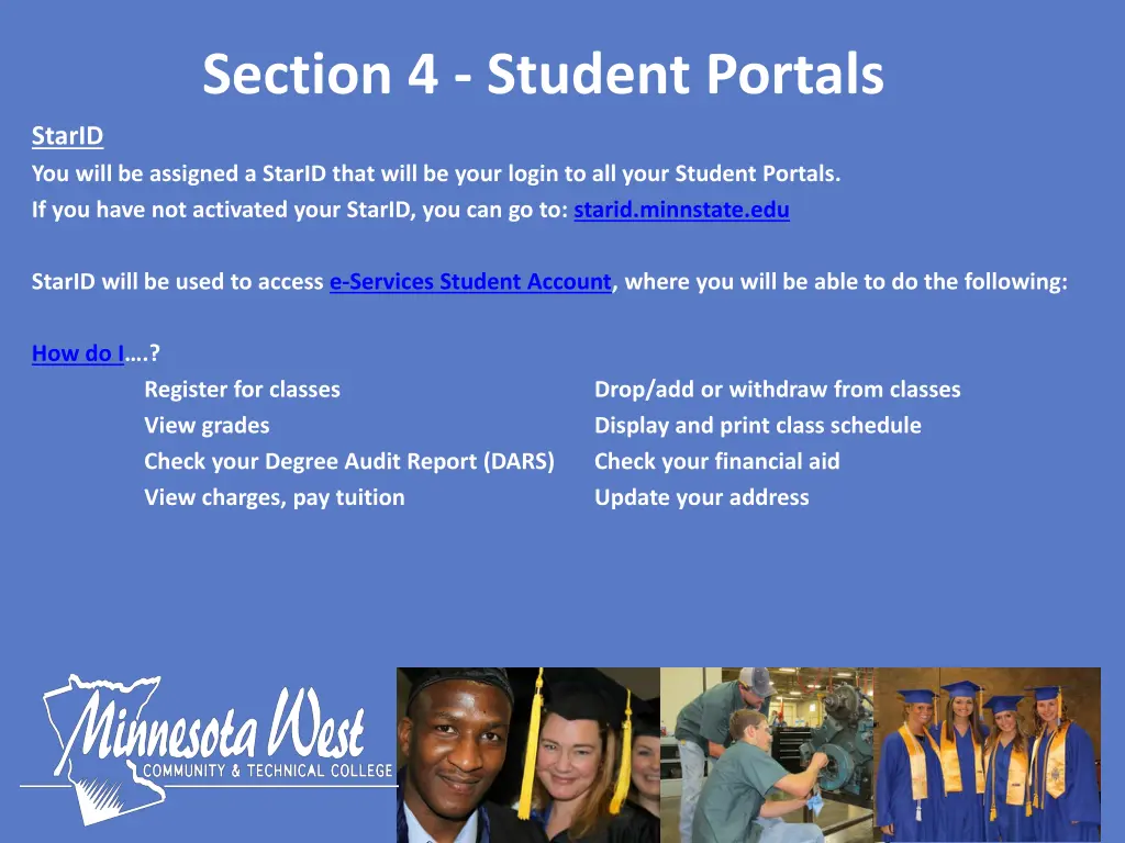 section 4 student portals