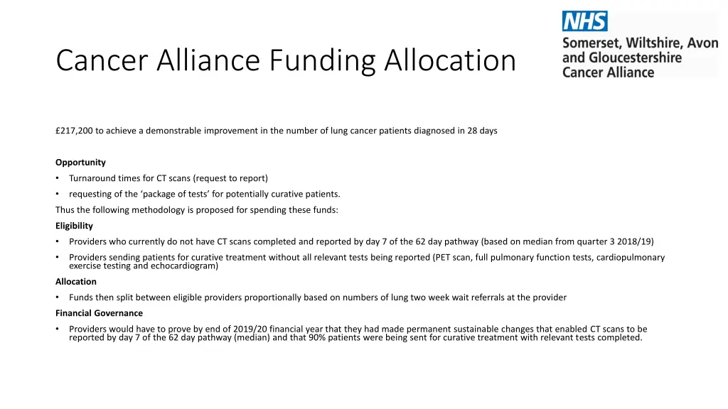 cancer alliance funding allocation