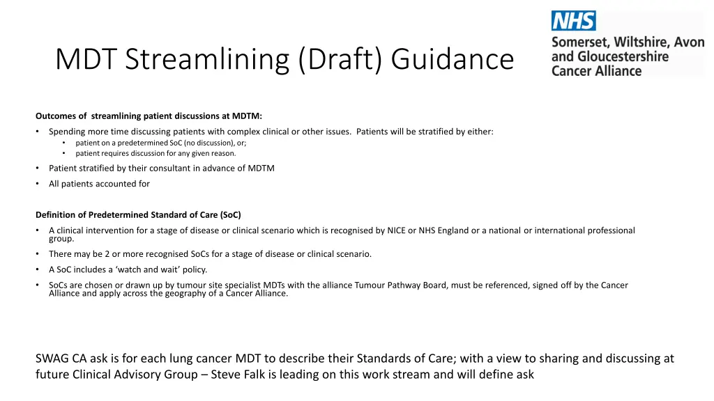 mdt streamlining draft guidance