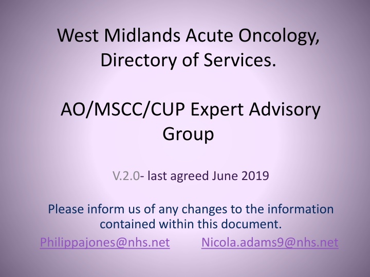 west midlands acute oncology directory of services