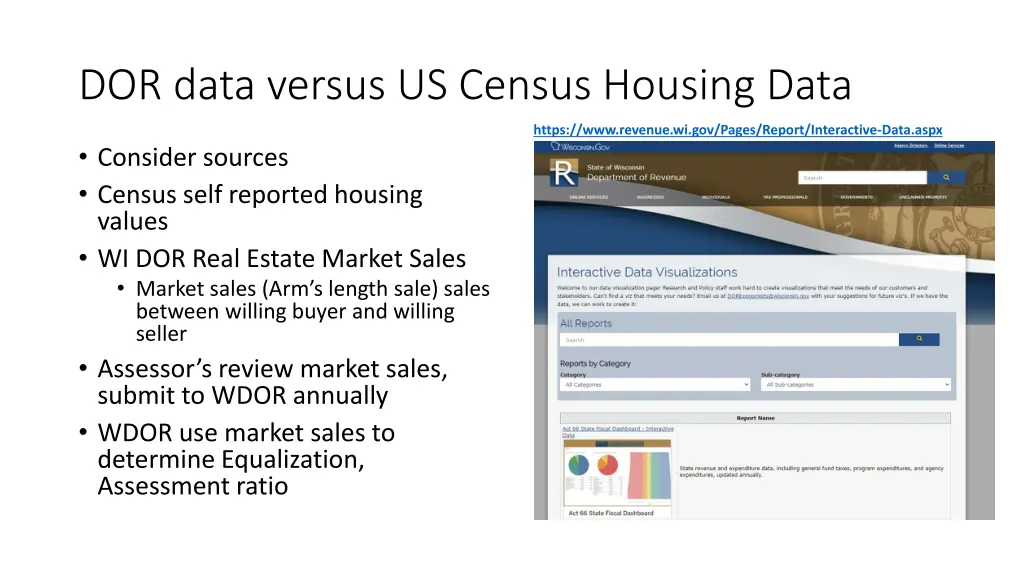 dor data versus us census housing data