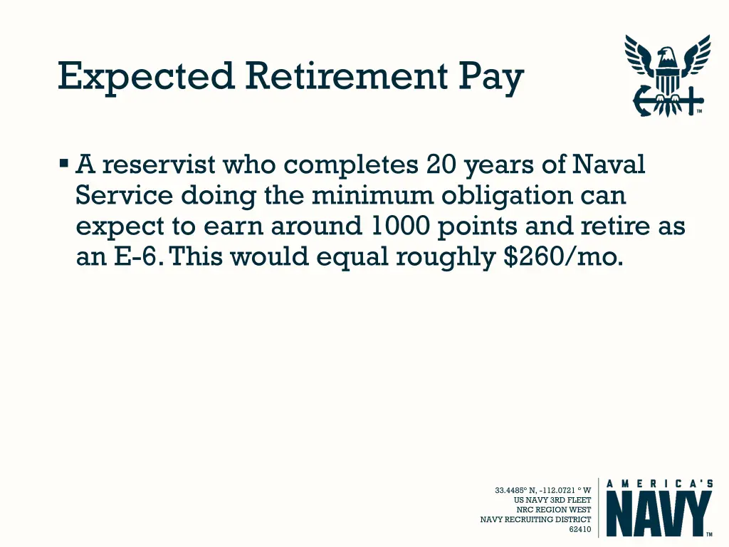 expected retirement pay