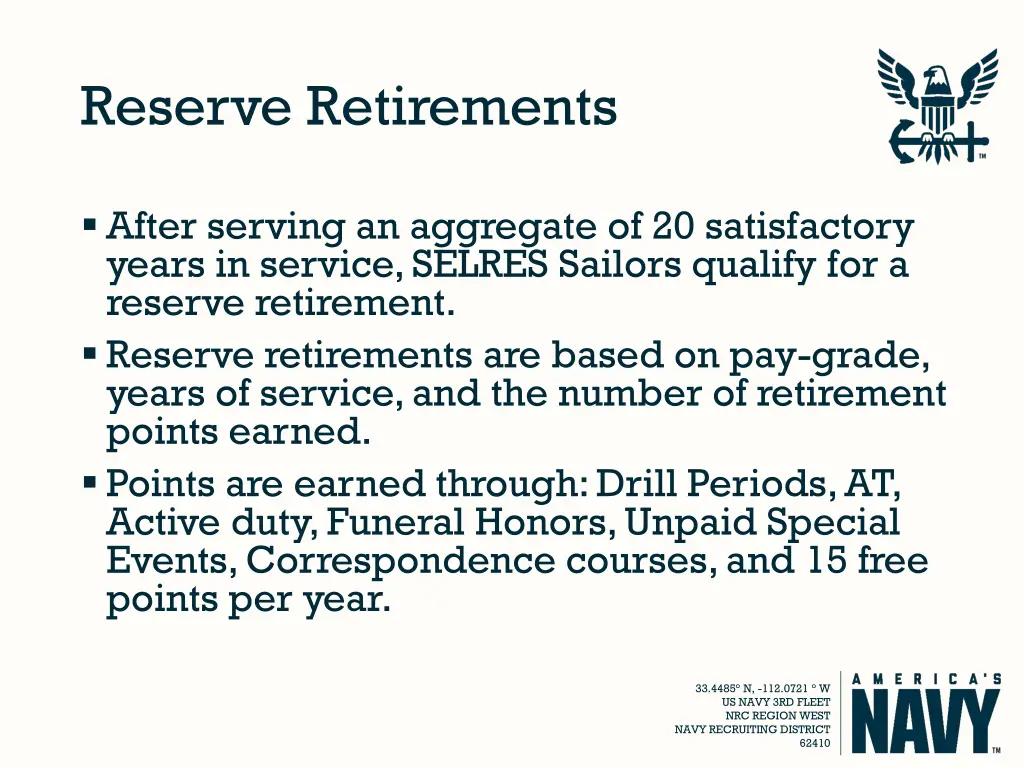 reserve retirements