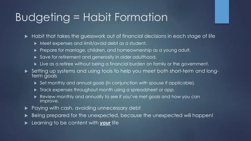 budgeting habit formation